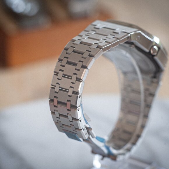 (Brand New) Casio G-Shock GA-2100 Full Mod Stainless Steel with Blue Waffle Face - Picture 5 of 17